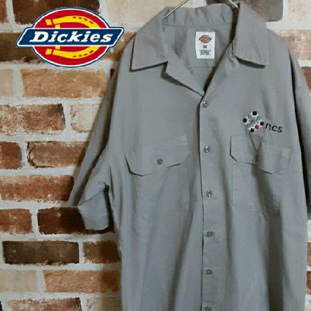 Dickies(ディッキーズ)のDickies　ディッキーズ　ワークシャツ　半袖　グレー　刺繍ロゴ メンズのトップス(シャツ)の商品写真