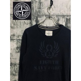 ストーンアイランド(STONE ISLAND)のstone island ストーンアイランド　ロンT 長袖　カットソー　ブラック(Tシャツ/カットソー(七分/長袖))