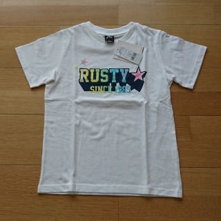 ラスティ(RUSTY)の新品 RUSTY ロゴ Tシャツ 130cm ホワイト 白 半袖(Tシャツ/カットソー)