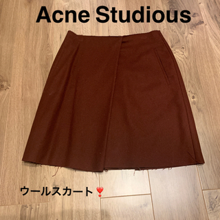 アクネ(ACNE)のAcne Studios ウールスカート バーガンディー(ひざ丈スカート)