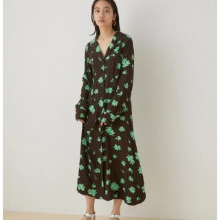 アダムエロぺ(Adam et Rope')の【GANNI】Shirt Dress フラワーモチーフワンピース(ロングワンピース/マキシワンピース)