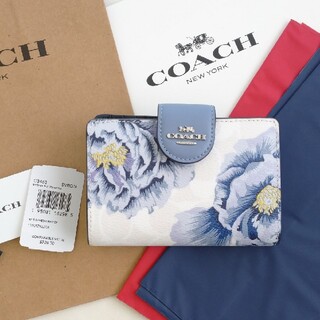 コーチ(COACH)の新作 COACH カフェファセット シグネチャー 折り財布 花柄 C3453新品(財布)