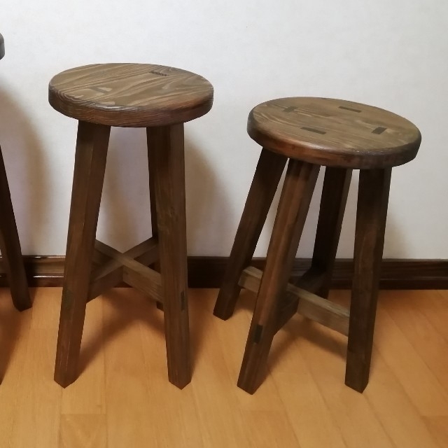 入荷済み 木製スツール ２脚セット 高さ58cm 丸椅子 stool - 椅子/チェア