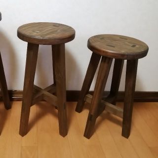 木製スツール　２脚セット　高さ58cm　丸椅子　stool(スツール)