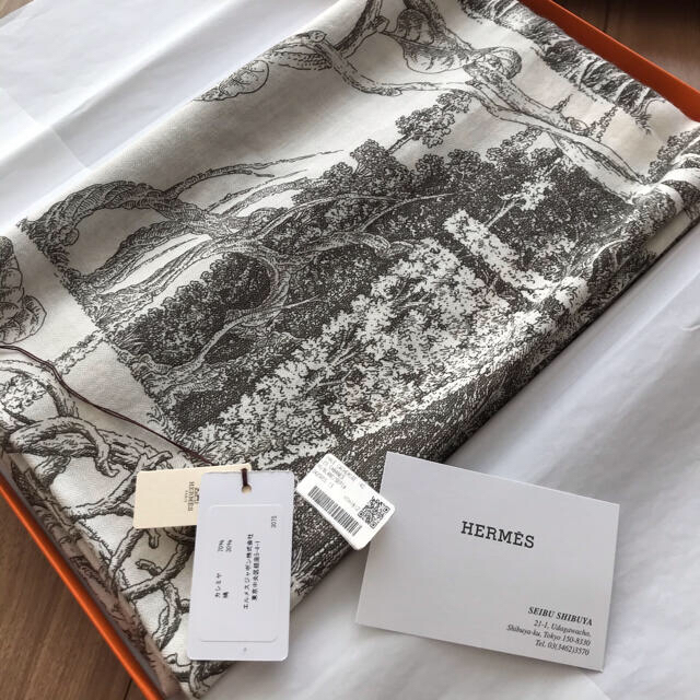 Hermes(エルメス)の未使用　HERMES カシミアシルク　カレジェアン　さまざまな小屋 レディースのファッション小物(ストール/パシュミナ)の商品写真