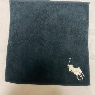 ポロラルフローレン(POLO RALPH LAUREN)のラルフローレン　タオルハンカチ　ブラック　ポニー刺繍　中古(ハンカチ/ポケットチーフ)