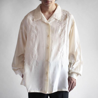 NOILL シルク　オープンカラーシャツ ナチュラル