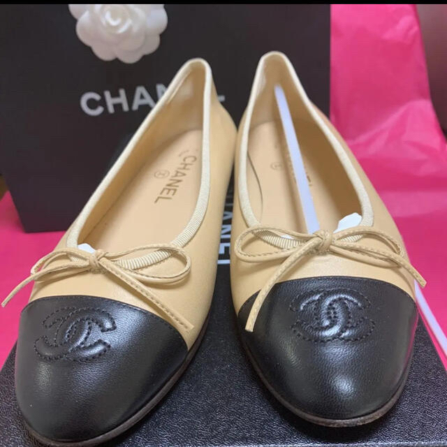 新品未使用 CHANEL 水色 ツイード バレリーナ バレエシューズ 37.5