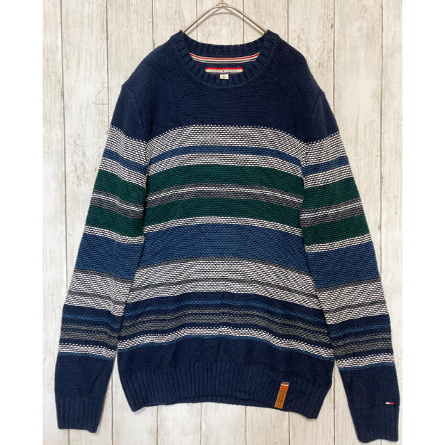 TOMMY HILFIGER(トミーヒルフィガー)の〔古着〕TOMMY HILFIGER ボーダーニット セーター メンズのトップス(ニット/セーター)の商品写真