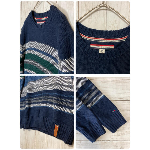 TOMMY HILFIGER(トミーヒルフィガー)の〔古着〕TOMMY HILFIGER ボーダーニット セーター メンズのトップス(ニット/セーター)の商品写真