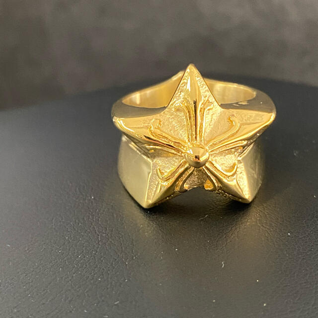 18k gp加工 ゴールド スターリング ゴールド 五芒星 ラージスターリング メンズのアクセサリー(リング(指輪))の商品写真