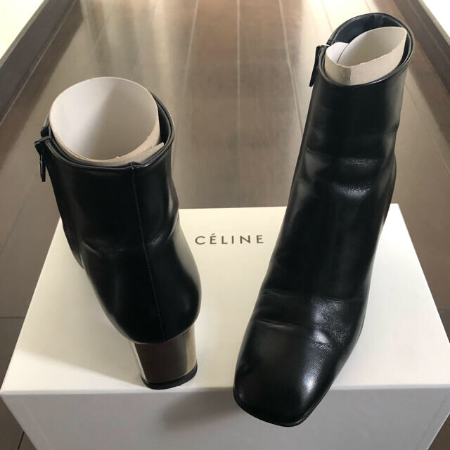 セリーヌ CELINE ブーツ ショートブーツ メタルヒール フィービー期 bambam バンバン カーフレザー シューズ レディース 37(24cm相当) ボルドー