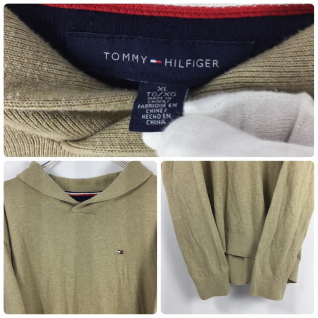 TOMMY HILFIGER(トミーヒルフィガー)の古着 トミーヒルフィガー ニット セーター 薄手 フラッグロゴ 刺繍 XL メンズのトップス(ニット/セーター)の商品写真