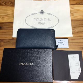 プラダ(PRADA)のPRADA  プラダ　メンズ　サフィアーノ　長財布　NAVY  美品(長財布)