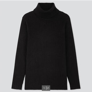 ユニクロ(UNIQLO)のUNIQLO リブタートルネックセーター 長袖 ブラック size:L(ニット/セーター)