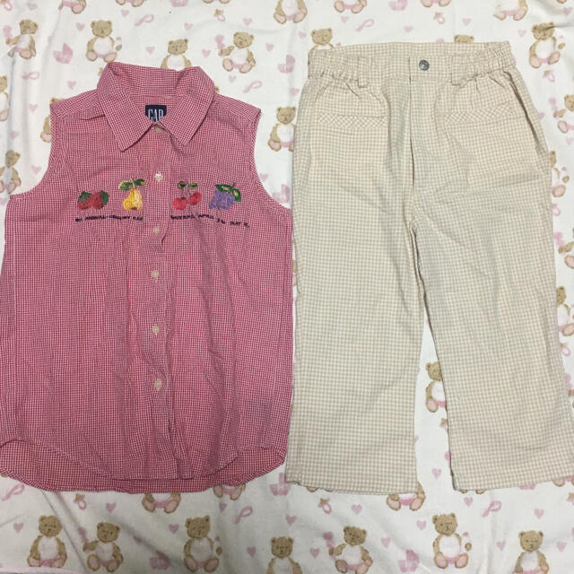 GAP(ギャップ)のキッズ　トップス　セット　チェック柄 キッズ/ベビー/マタニティのキッズ服女の子用(90cm~)(Tシャツ/カットソー)の商品写真