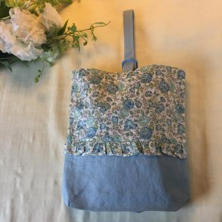 かわいいフリル♡シューズバッグ　リバティ　フェリシテ　ブルー　ハンドメイド✴︎(バッグ/レッスンバッグ)