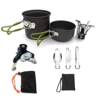 キャンプクッカーセット バーナー 鍋 ソロキャンプ アウトドア 調理器具(調理器具)