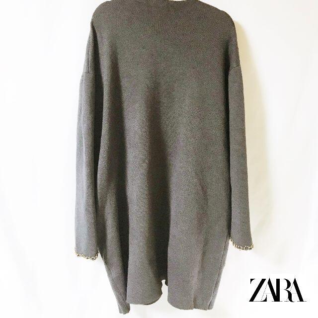 ZARA(ザラ)の【ZARA】メタルリング縁装飾 ロングカーディガン タグ付未使用 レディースのトップス(カーディガン)の商品写真