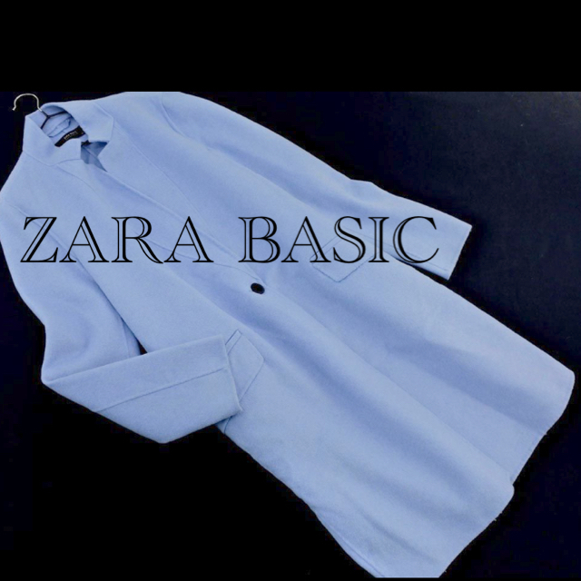 ZARA(ザラ)のロダン様専用　ZARA ウール混　チェスター コート　水色　裏地なし レディースのジャケット/アウター(チェスターコート)の商品写真