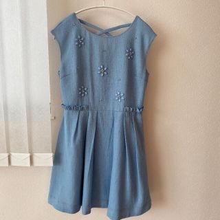 リランドチュール(Rirandture)の【美品】ビジュー フリル フレア ワンピース　(ひざ丈ワンピース)