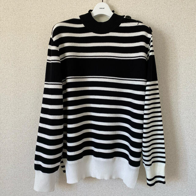 日本最大級の通販サイト Stripe Knit Pullover OFF WHITE×BLACK