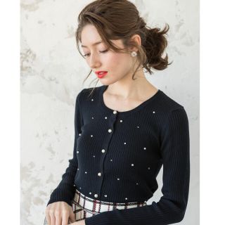 トッコ(tocco)のtocco closet☆細見えビジューリブカーディガン ≪Lily Lulu≫(カーディガン)