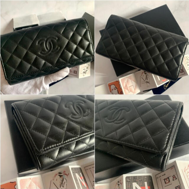 CHANEL シャネル 美品 長財布 マトラッセ ダイヤモンド CC フラップ 1