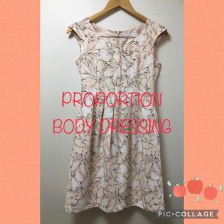 プロポーションボディドレッシング(PROPORTION BODY DRESSING)の美品 プロポーションボディドレッシング パステルオレンジ 花柄ワンピース S 1(ひざ丈ワンピース)