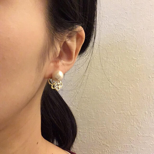cotton perl pierce ~filigree𓂃𓂂𓏸𓐍~ ハンドメイドのアクセサリー(ピアス)の商品写真