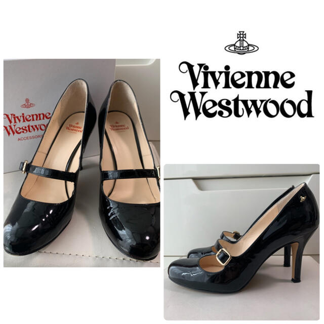 Vivienne Westwood(ヴィヴィアンウエストウッド)のヴィヴィアンウエストウッド　ブラックパテントパンプス レディースの靴/シューズ(ハイヒール/パンプス)の商品写真