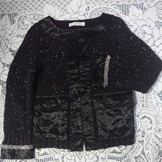 サカイラック(sacai luck)の超美品◆sacai lucK ◆ サカイ ツイードニット ジャケット カーデ(ノーカラージャケット)