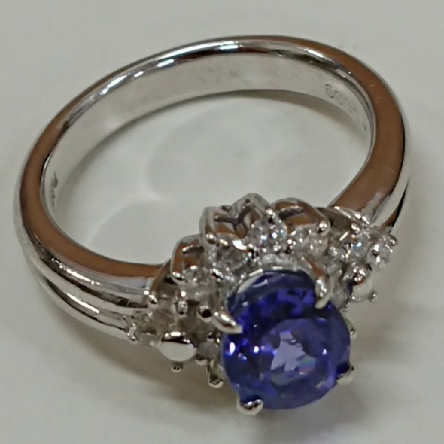 プラチナ Pt900 リング ダイヤ 0,39ct 青色石 1,8ct 美品 レディースのアクセサリー(リング(指輪))の商品写真