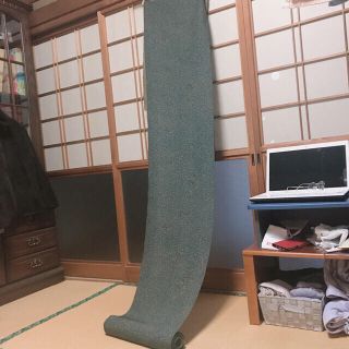 【美品】反物　深緑　野菜柄　訪問着　普段着　着尺　小物作り　布　着物　(着物)