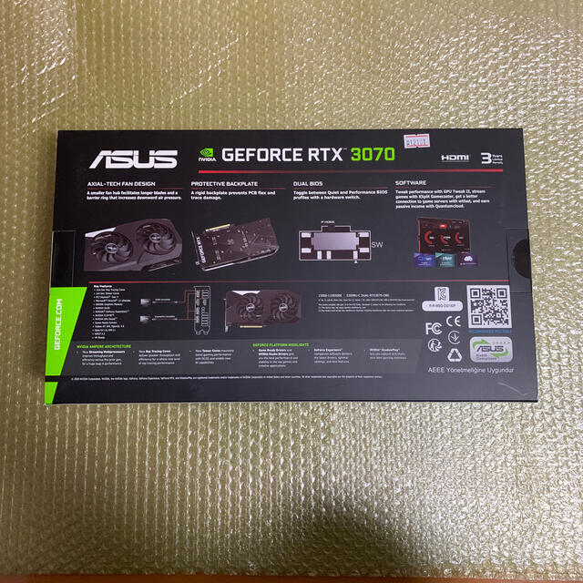 ASUS(エイスース)の新品未開封　ASUS GEFORCE RTX3070 スマホ/家電/カメラのPC/タブレット(PCパーツ)の商品写真