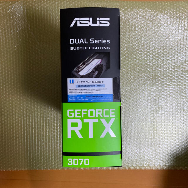 ASUS(エイスース)の新品未開封　ASUS GEFORCE RTX3070 スマホ/家電/カメラのPC/タブレット(PCパーツ)の商品写真