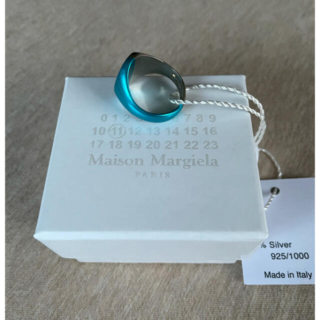 S新品 メゾン マルジェラ ツートーン リング 指輪 メンズ ターコイズブルー 2