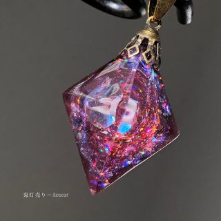 黄昏の涙を集めて。　オルゴナイト　8面体　宇宙レジン　ネックレス(ネックレス)