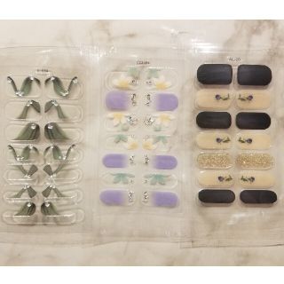 《高品質》3D ジェルネイルシール 3枚set♡フラワー④『プレゼント付き』(ネイル用品)