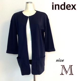 インデックス(INDEX)の【index】インデックス　ロングカーディガン　濃紺　M(カーディガン)