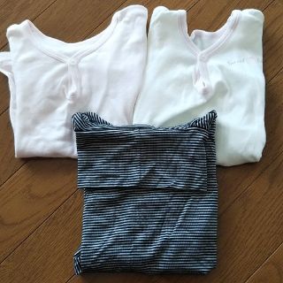 ユニクロ(UNIQLO)のベビー キッズ 肌着 ユニクロ ヒートテック 長袖 シャツ 80cm 3枚セット(シャツ/カットソー)