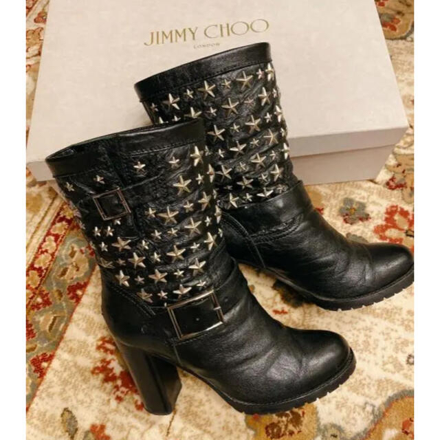 レディースJIMMY CHOO スタッズブーツ エンジニア