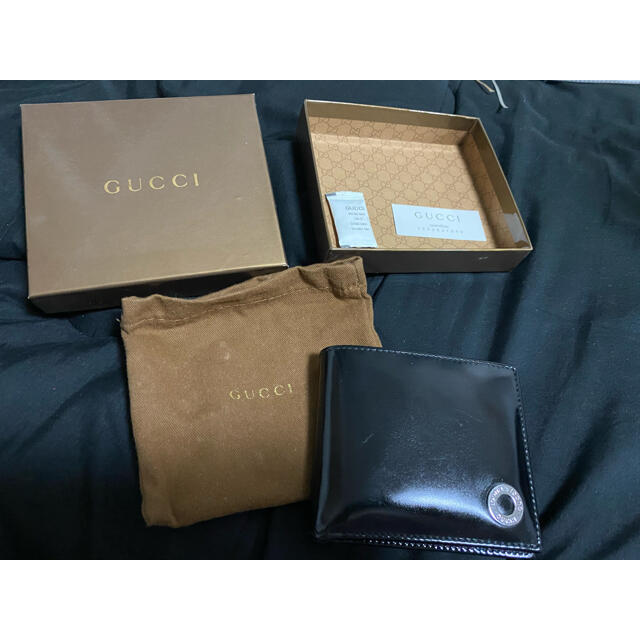 Gucci(グッチ)のオールドGUCCI 折りたたみ黒革の財布 メンズのファッション小物(折り財布)の商品写真