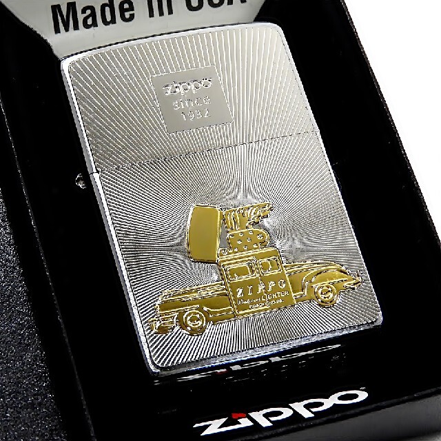 ZIPPO(ジッポー)の(送料込み)ZIPPO◇シルバープレート◇ジッポカー/ゴールド◇ ジッポ メンズのファッション小物(タバコグッズ)の商品写真