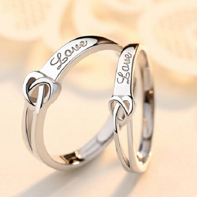 ペア リング カップル  セット 指輪 シルバー 銀 925 ジルコニア ハート レディースのアクセサリー(リング(指輪))の商品写真