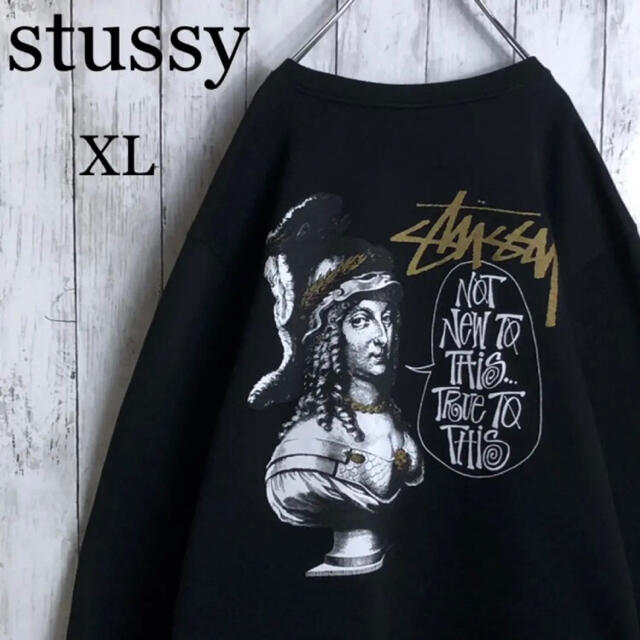 stussyステューシー○商品【希少デザイン&サイズ】 ステューシー 両面プリント スウェット XL 黒