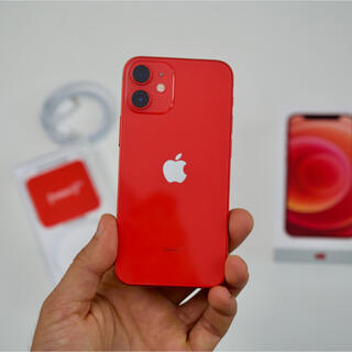 アップル(Apple)の新品同様　iPhone 12mini Red 128gb Simフリー(携帯電話本体)