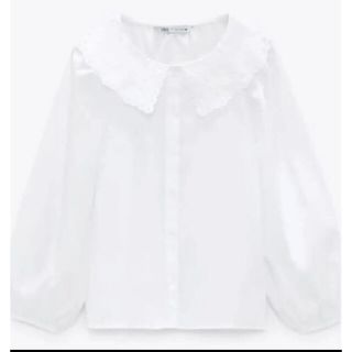 ザラ(ZARA)のZARA 刺繍入り襟付き　ポプリンブラウス(シャツ/ブラウス(長袖/七分))