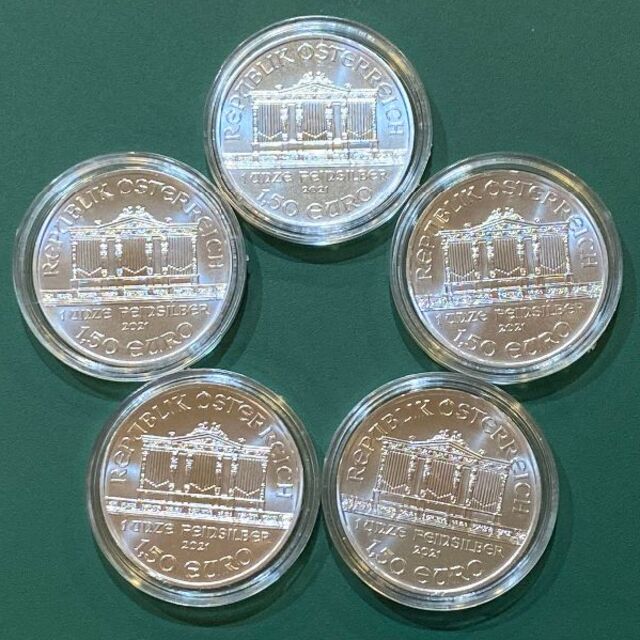 オーストリア ウィーン銀貨(2021年)5枚セット　-1オンス銀貨-
