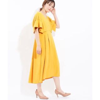 ミスティック(mystic)の【美品】omekashi  黄色　ワンピース　お呼ばれ服(ひざ丈ワンピース)